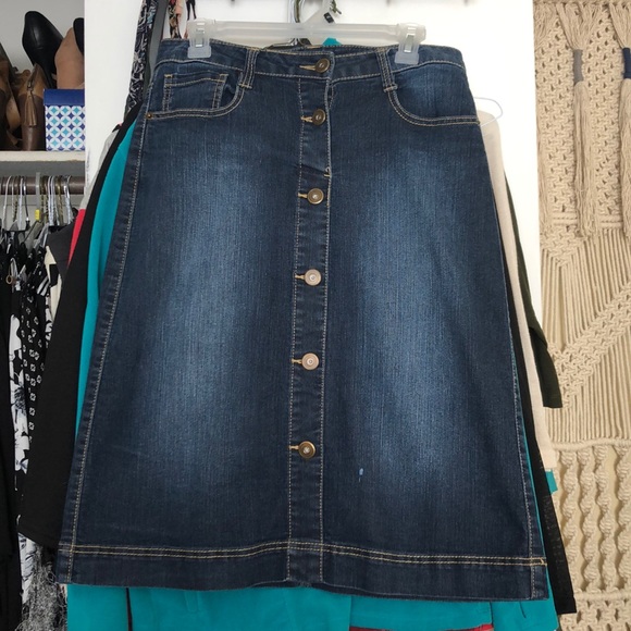 baccini jean skirt